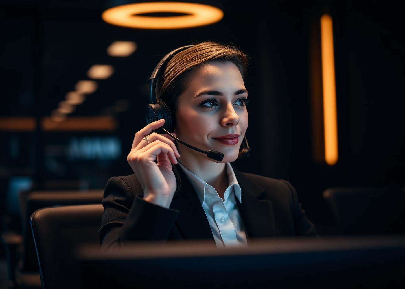Call center representative taking a qualified inbound call